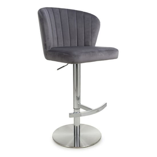 Product photograph of Salvo Brushed Velvet Bar Stool In Grey from Furniture in Fashion