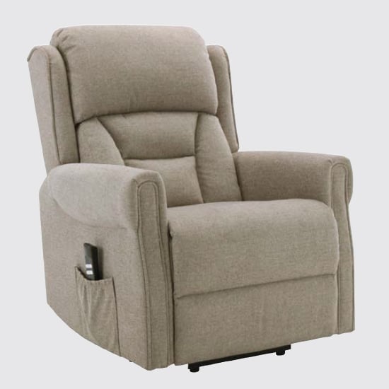 Read more about Salvo electric fabric lift and tilt recliner armchair in taupe
