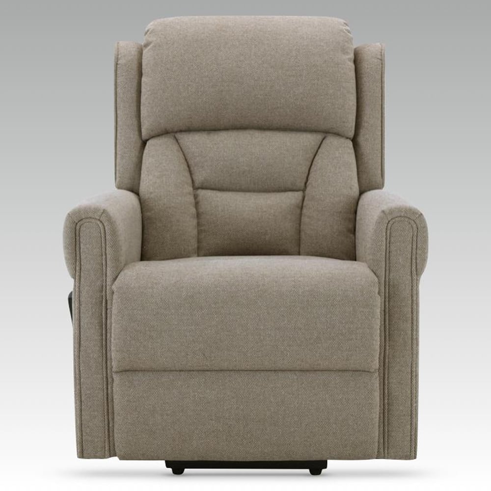 Salvo Fabric Electric Lift And Tilt Recliner Chair In Taupe
