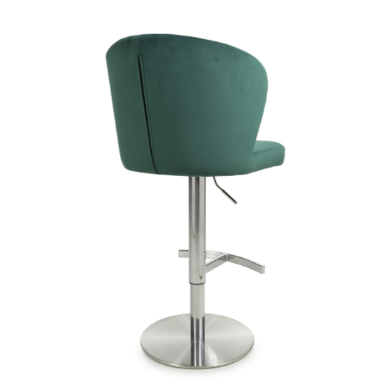 Solvo Green Velvet Bar Stools With Chrome Base In Pair