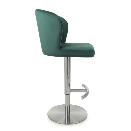 Solvo Green Velvet Bar Stools With Chrome Base In Pair