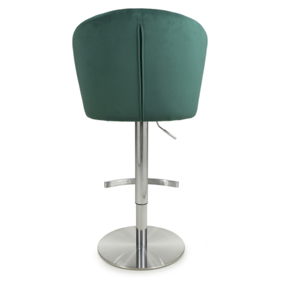 Solvo Green Velvet Bar Stools With Chrome Base In Pair