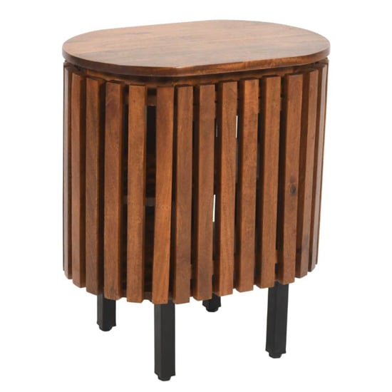 Product photograph of Salvo Mango Wood Bedside Cabinet With 1 Door In Walnut from Furniture in Fashion