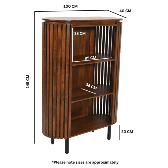 Salvo Mango Wood Bookcase With 2 Shelves In Walnut