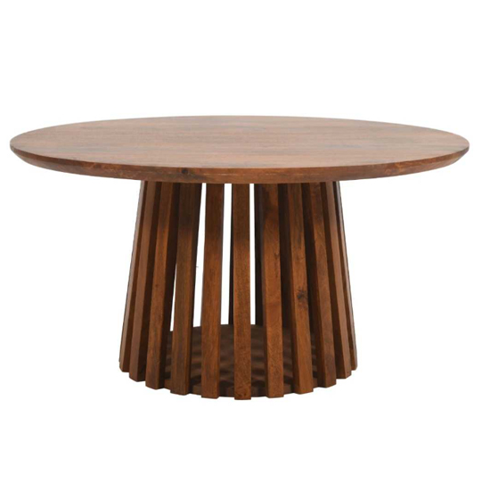 Product photograph of Salvo Mango Wood Coffee Table Round In Walnut from Furniture in Fashion