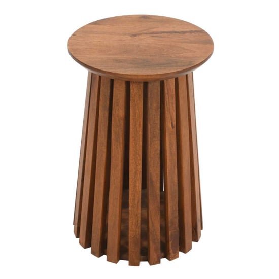 Product photograph of Salvo Mango Wood Side Table Round In Walnut from Furniture in Fashion
