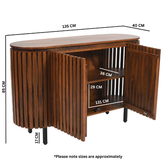 Salvo Mango Wood Sideboard With 2 Doors In Walnut