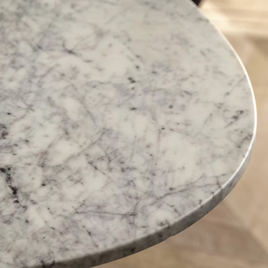 Salvo Marble Top Dining Table Oval With Mango Wood Base