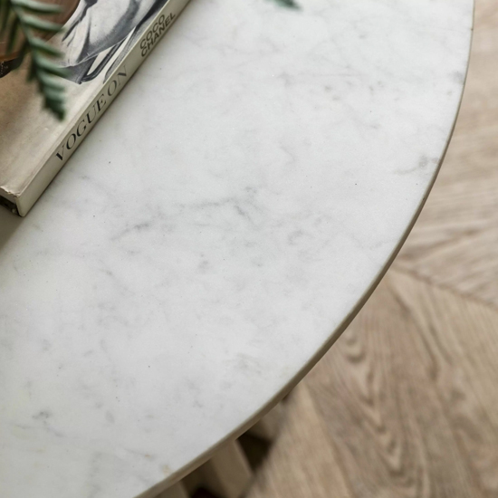 Salvo Marble Top Coffee Table Round With Mango Wood Base