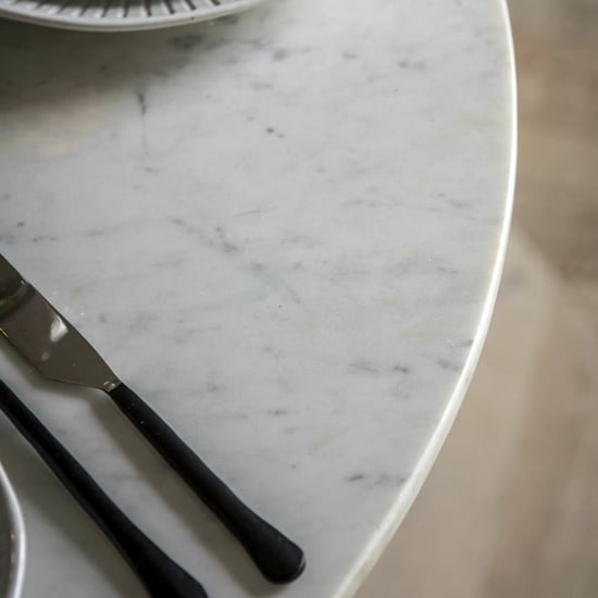 Salvo Marble Top Dining Table Round With Mango Wood Base