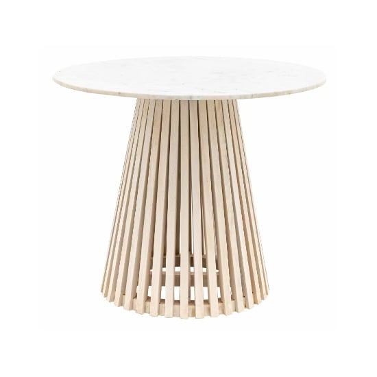 Salvo Marble Top Dining Table Round With Mango Wood Base
