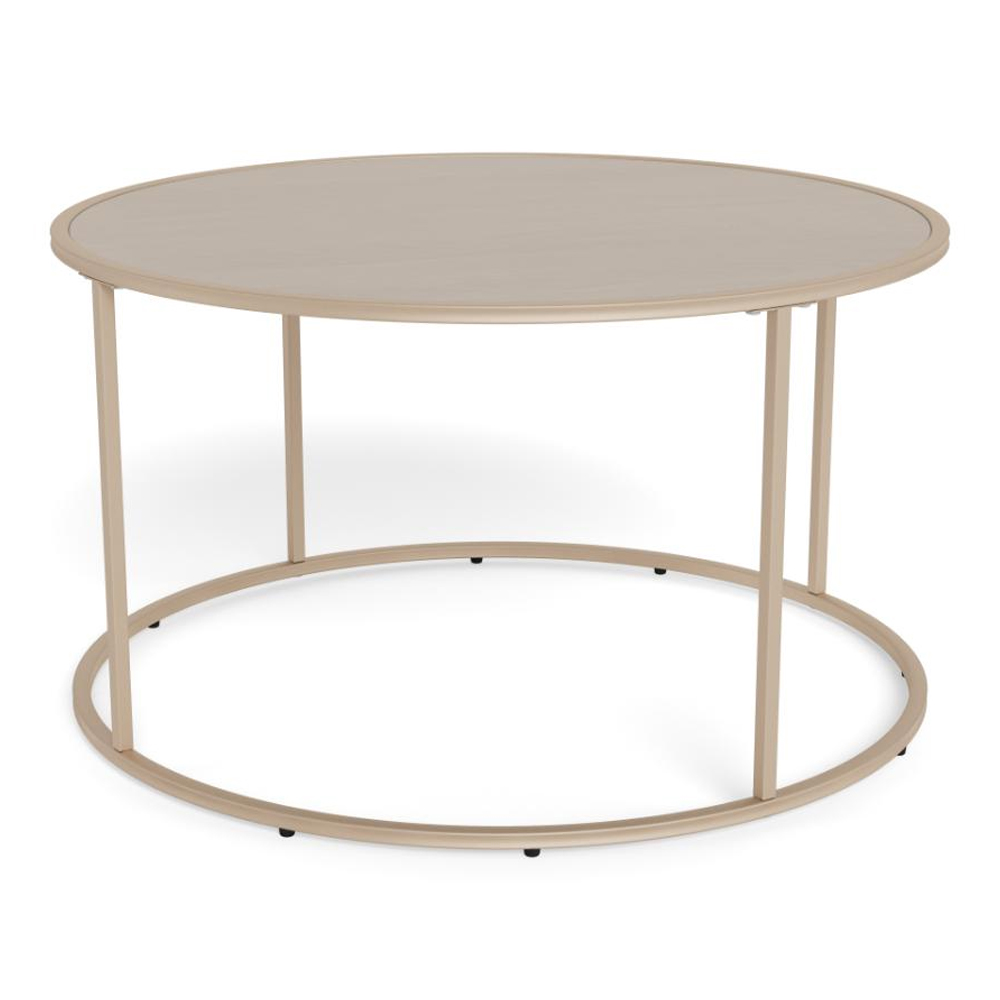 Salvo Melamine Round Coffee Table With Steel Base - Grey