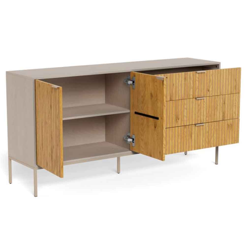 Salvo Melamine Sideboard With 2 Doors And 3 Drawers - Grey