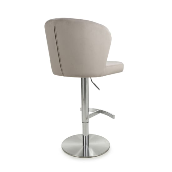 Solvo Mink Velvet Bar Stools With Chrome Base In Pair