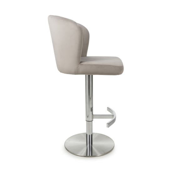Solvo Mink Velvet Bar Stools With Chrome Base In Pair