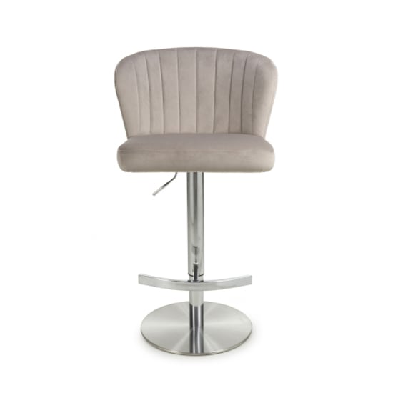 Solvo Mink Velvet Bar Stools With Chrome Base In Pair
