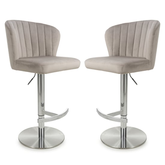 Product photograph of Salvo Mink Brushed Velvet Bar Stools In Pair from Furniture in Fashion