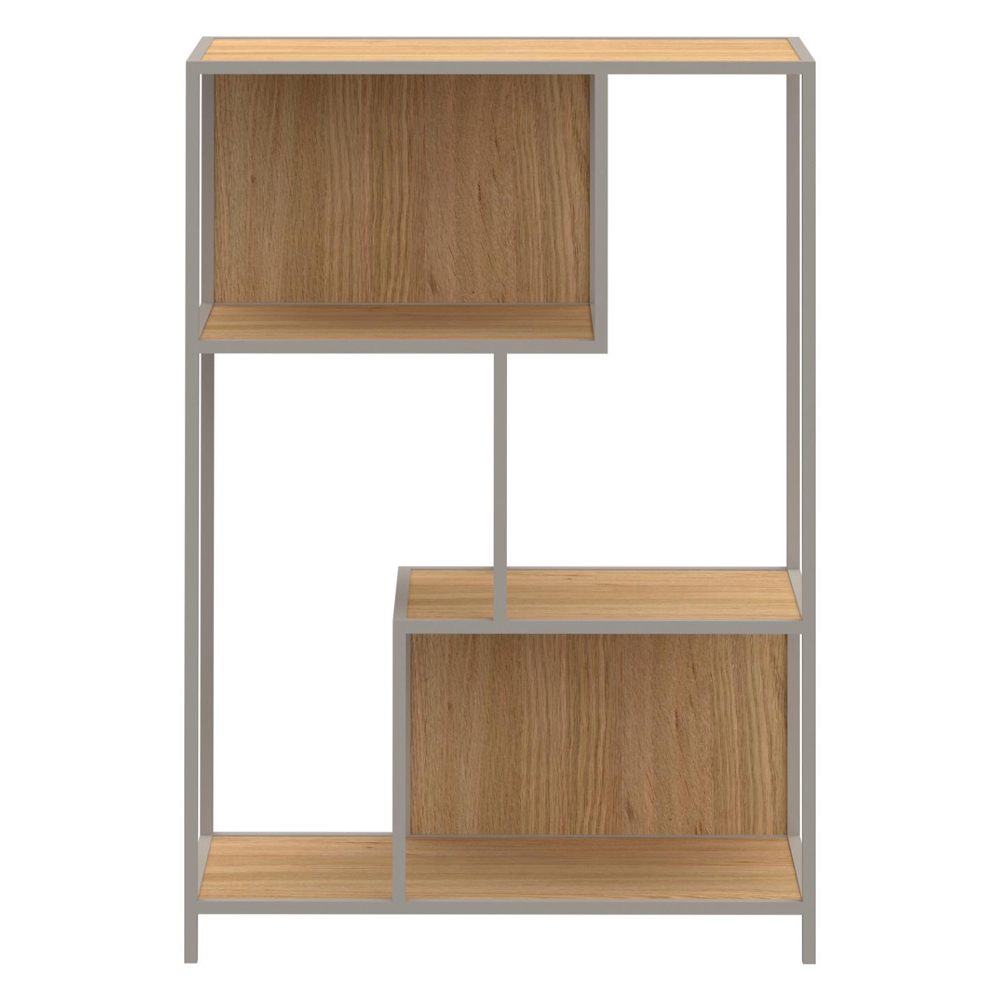 Salvo Steel Bookcase With 3 Shelves - Oak And Grey