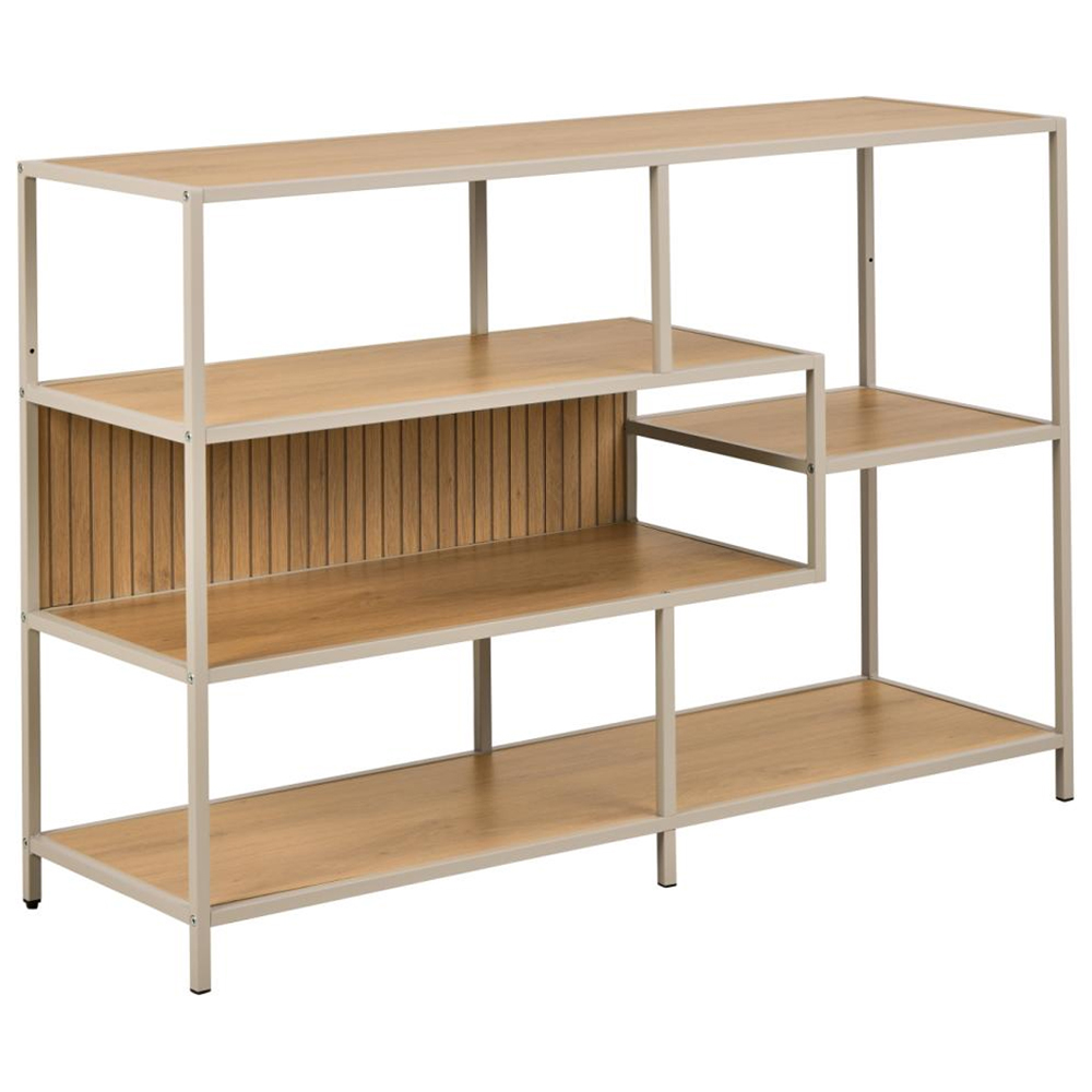 Salvo Steel Bookcase With 4 Shelves - Oak And Grey