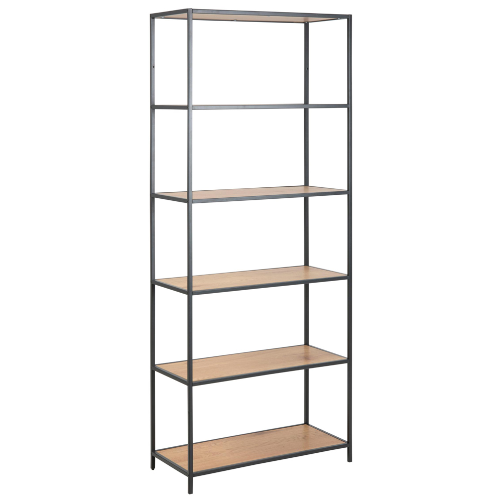 Salvo Steel Bookcase With 5 Shelves - Oak And Black
