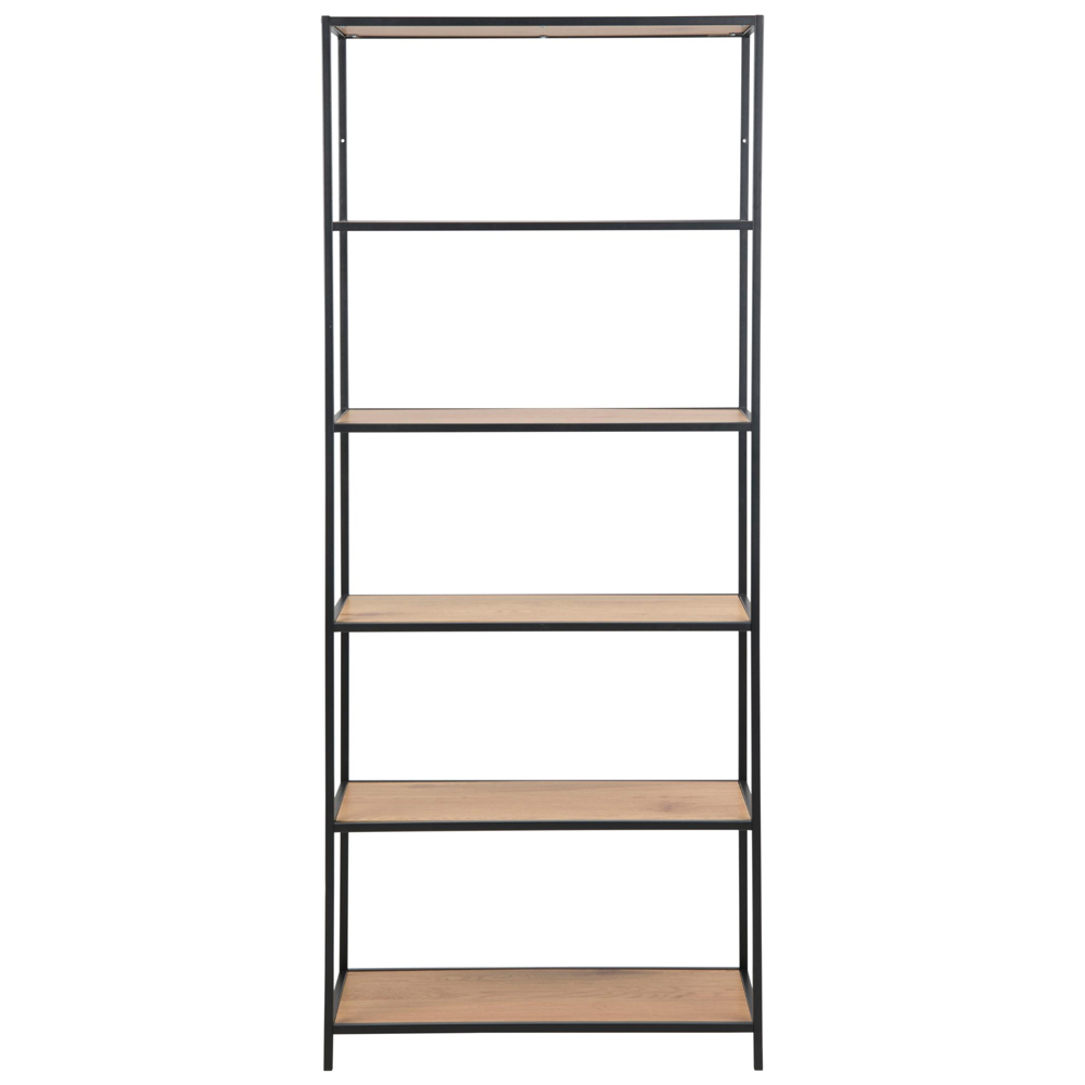 Salvo Steel Bookcase With 5 Shelves - Oak And Black