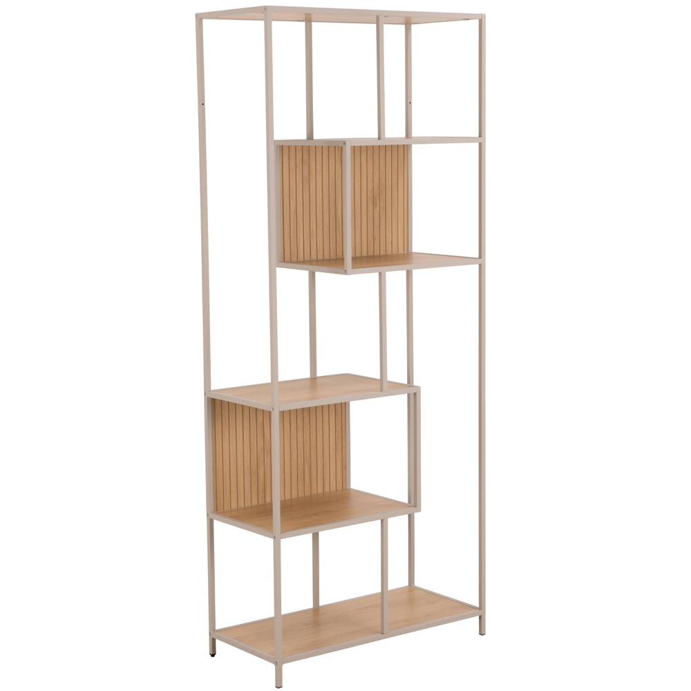 Salvo Steel Bookcase With 5 Shelves - Oak And Grey