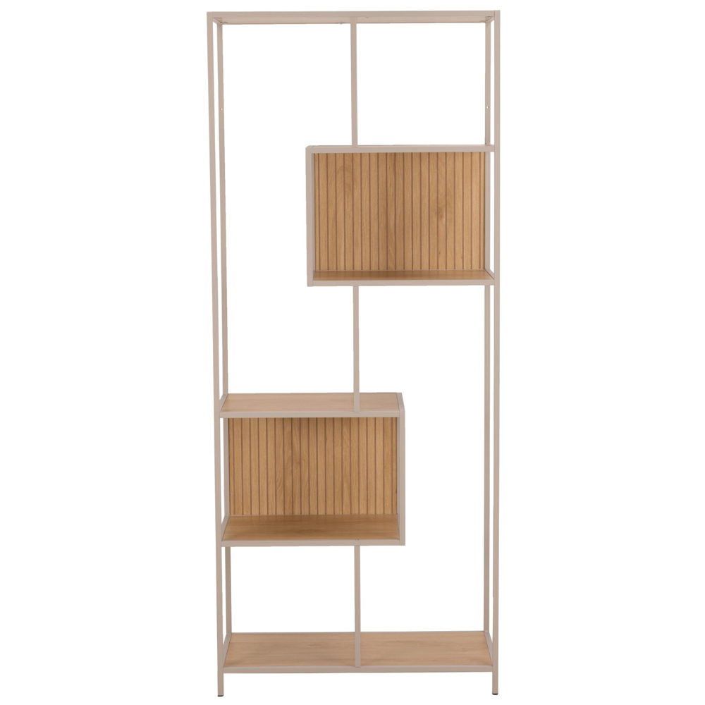 Salvo Steel Bookcase With 5 Shelves - Oak And Grey