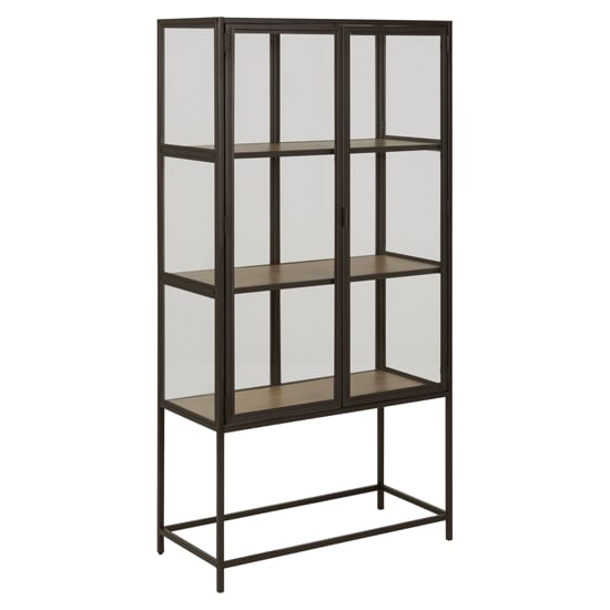 Photo of Salvo steel display cabinet 2 doors in matt wild oak shelves