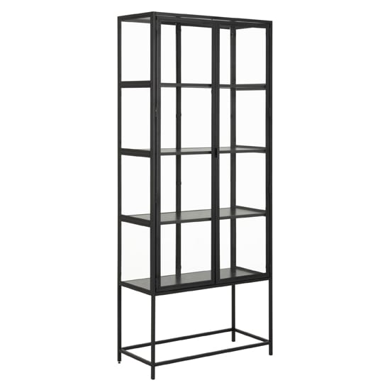 Photo of Salvo steel display cabinet tall with 2 doors in matt black