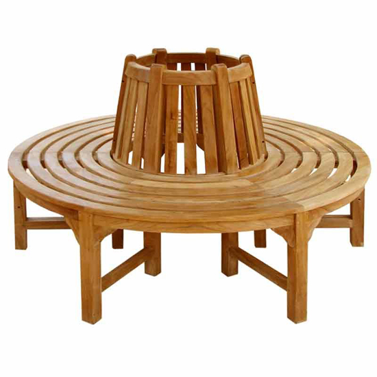 Salvo Teak Wood Full Circle Tree Seating Bench In Teak