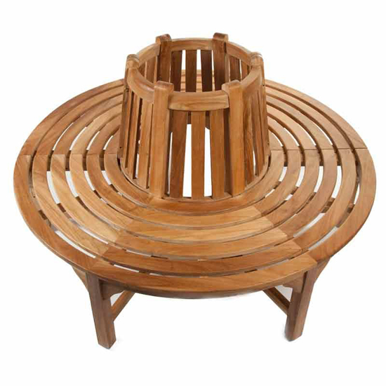 Salvo Teak Wood Full Circle Tree Seating Bench In Teak