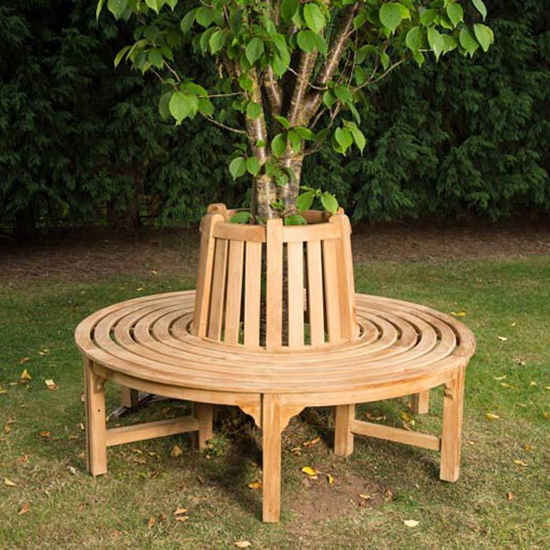 Product photograph of Salvo Teak Wood Full Circle Tree Seating Bench In Teak from Furniture in Fashion