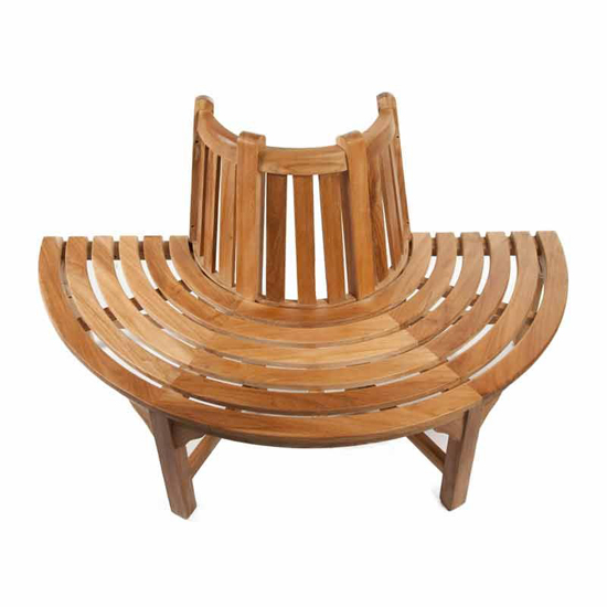 Salvo Teak Wood Half Circle Tree Seating Bench In Teak