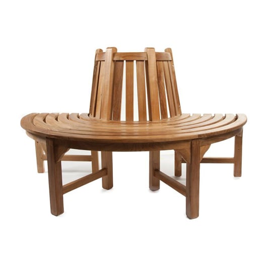 Product photograph of Salvo Teak Wood Half Circle Tree Seating Bench In Teak from Furniture in Fashion