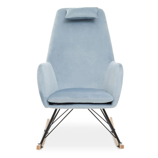 Salvo Velvet Rocking Chair In Blue