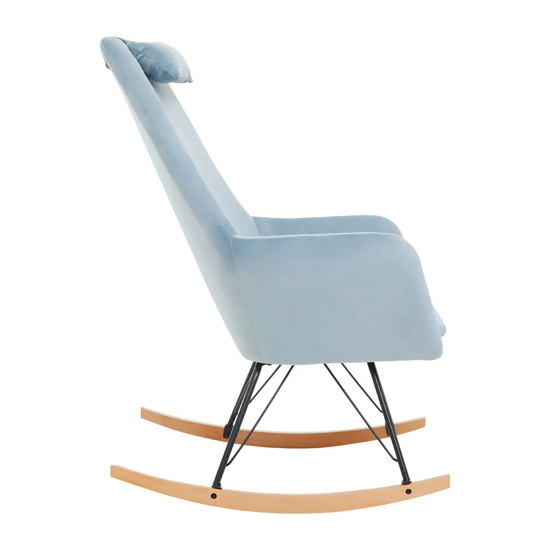 Salvo Velvet Rocking Chair In Blue