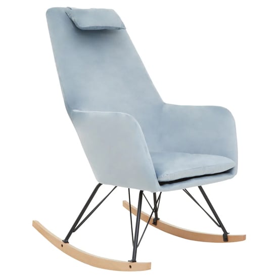 Salvo Velvet Rocking Chair In Blue