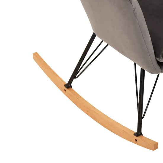 Salvo Velvet Rocking Chair In Grey