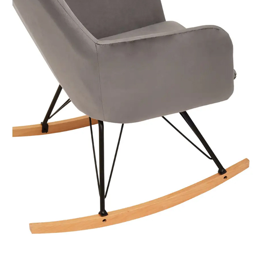 Salvo Velvet Rocking Chair In Grey