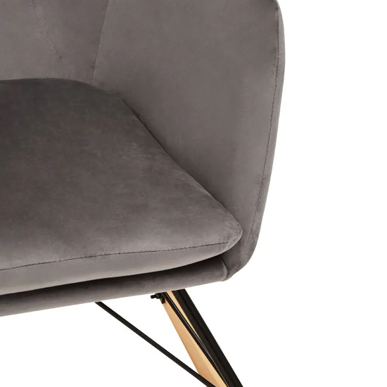 Salvo Velvet Rocking Chair In Grey