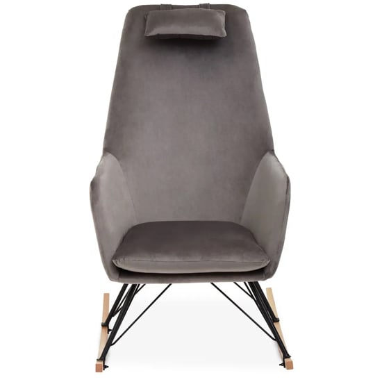 Salvo Velvet Rocking Chair In Grey