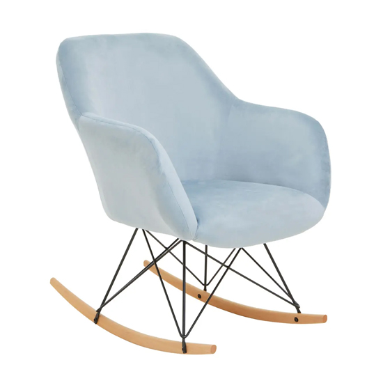 Salvo Velvet Rocking Chair Small In Blue