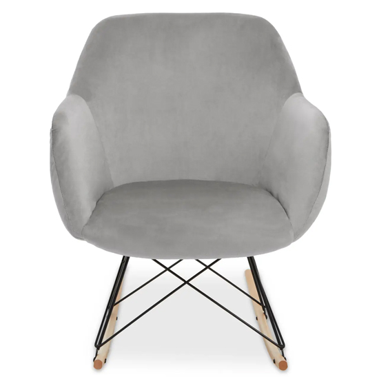 Salvo Velvet Rocking Chair Small In Grey