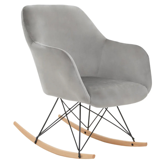 Salvo Velvet Rocking Chair Small In Grey