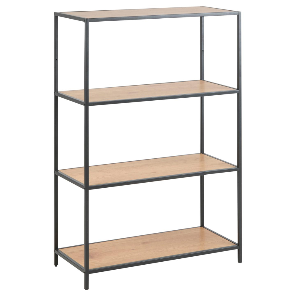 Salvo Wide Wooden Bookcase With 3 Shelves In Matt Wild Oak