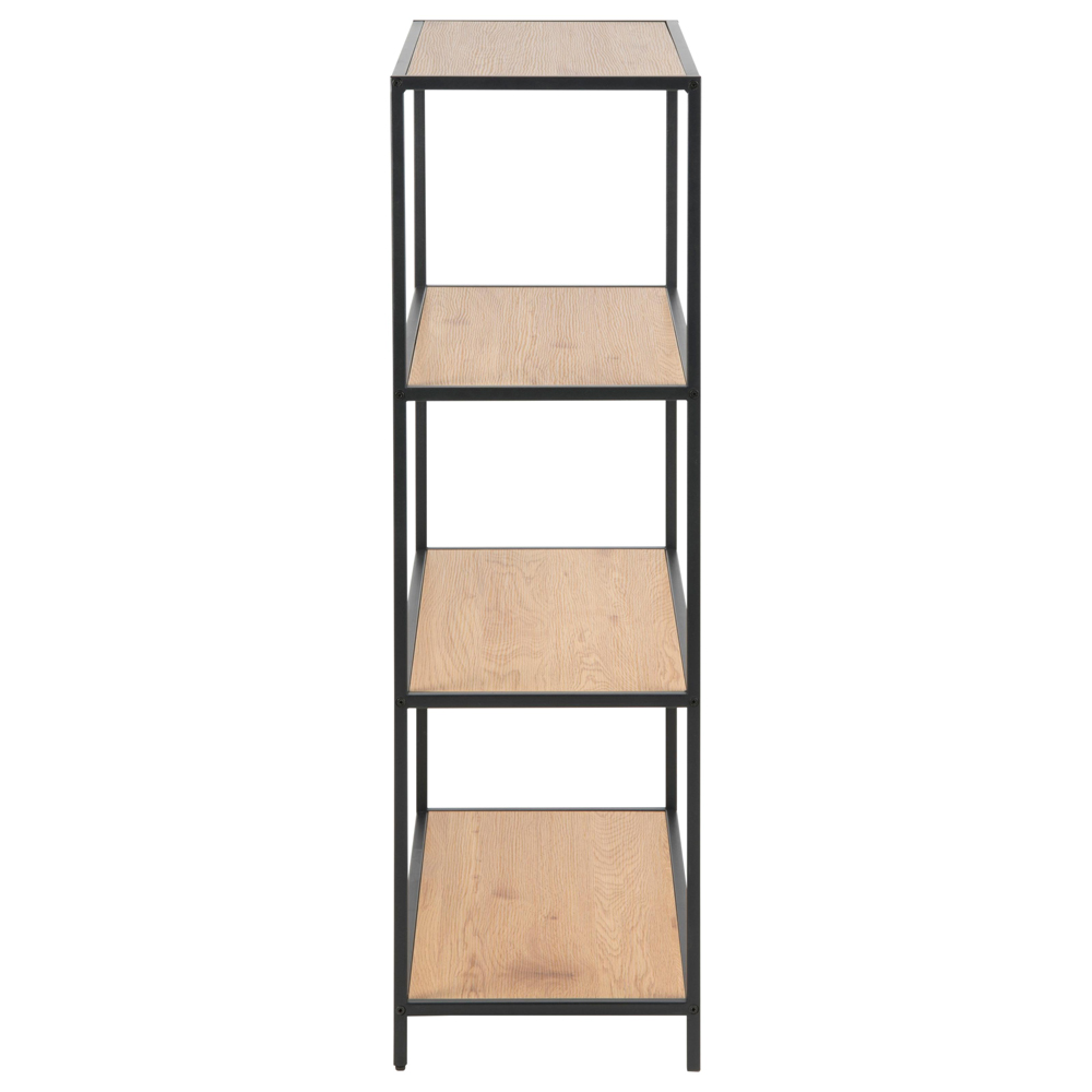 Salvo Wide Wooden Bookcase With 3 Shelves In Matt Wild Oak