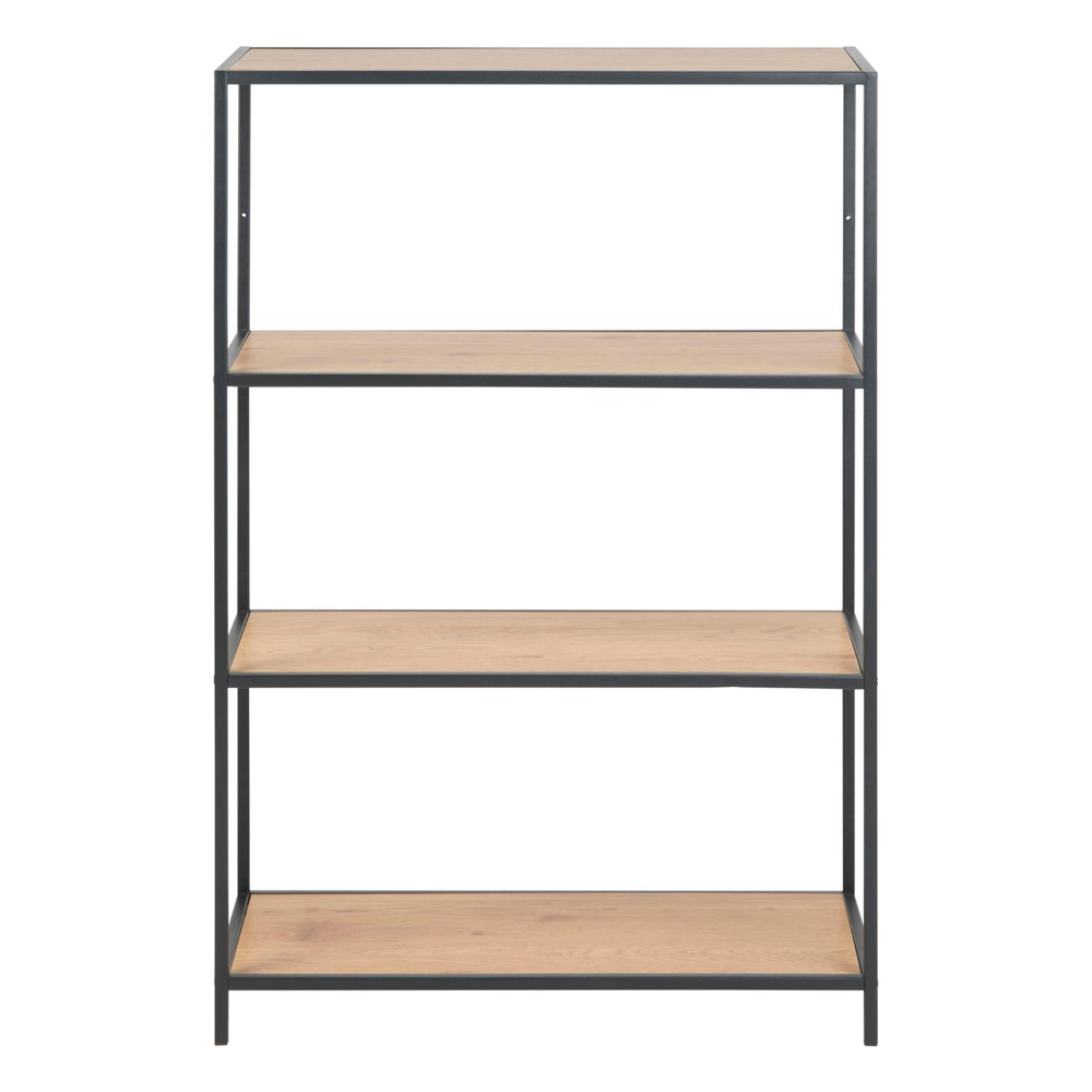 Salvo Wide Wooden Bookcase With 3 Shelves In Matt Wild Oak