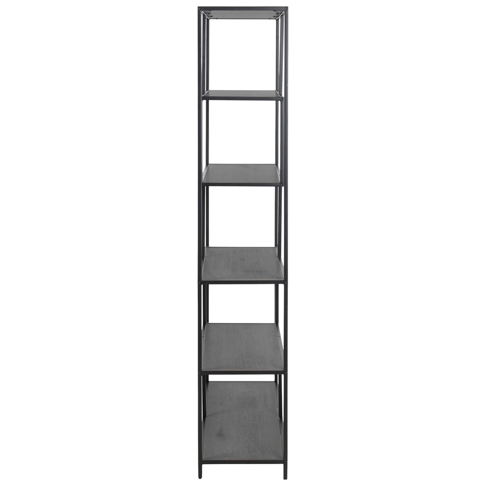 Salvo Wide Wooden Bookcase With 5 Shelves In Ash Black