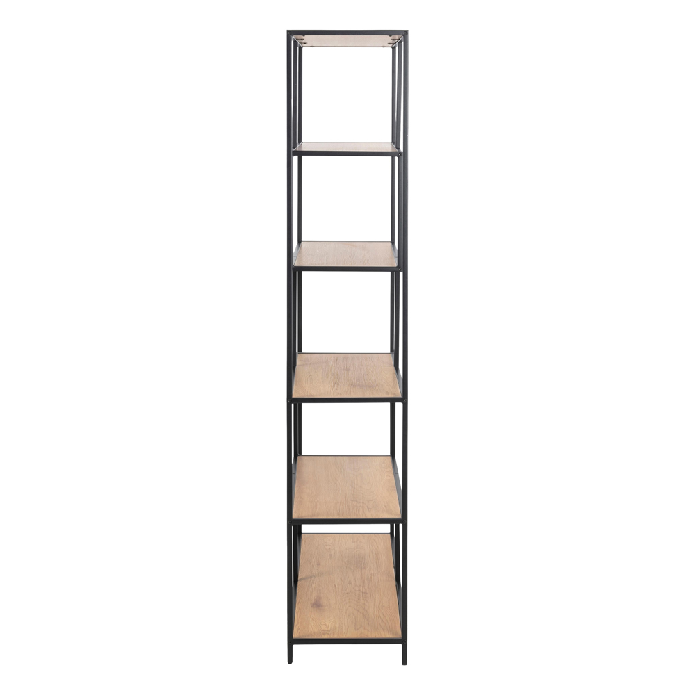 Salvo Wide Wooden Bookcase With 5 Shelves In Matt Wild Oak