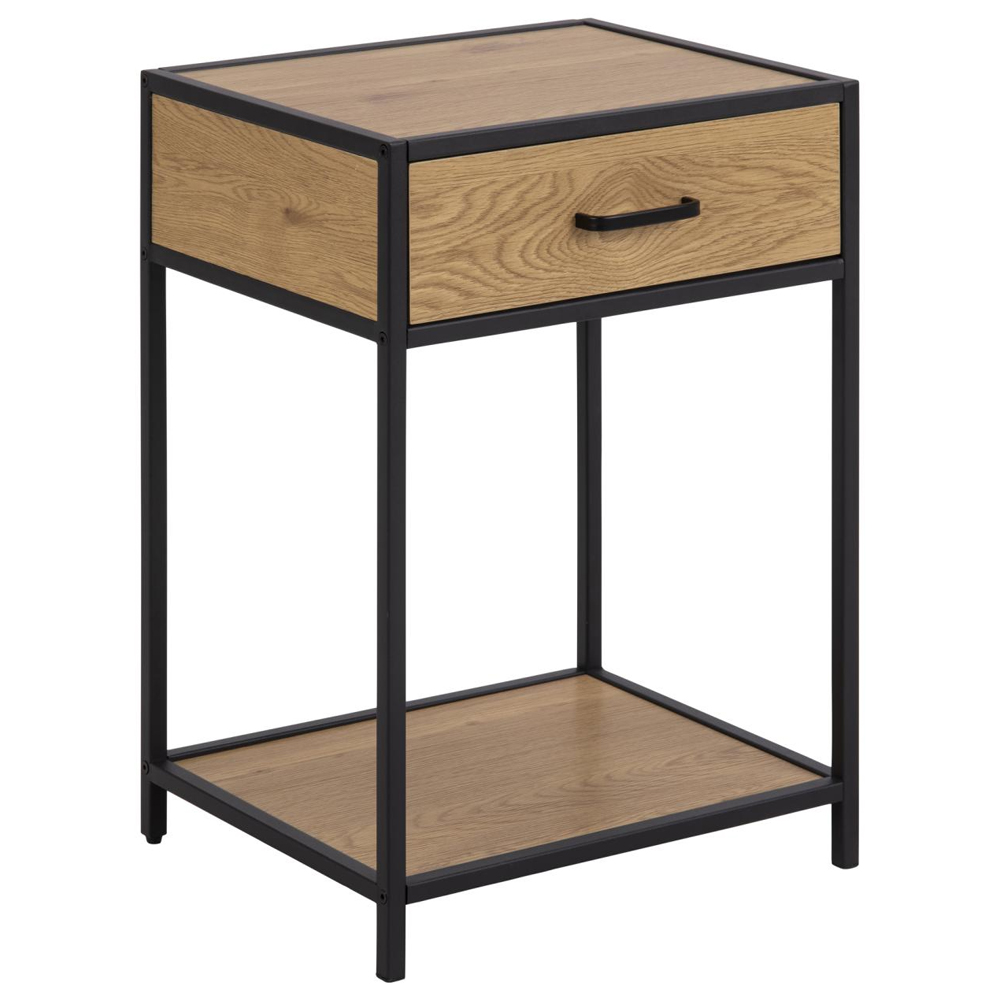 Salvo Wooden Bedside Cabinet With 1 Drawer In Matt Wild Oak